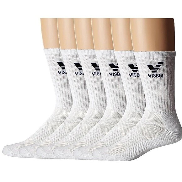 US Size 6-10: Women's and Men's 6 Pairs Everyday Cushioned Crew Socks (White) - Picture 1 of 7